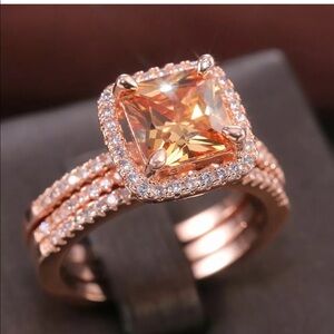 Size 7(3pcs) rose gold shiny bling ring